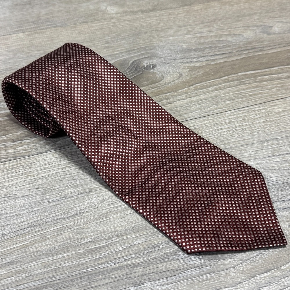 Arsenal Handmade Luxury Polyester Acetate Neck Tie Burgandy Light Cream White - Picture 9 of 10